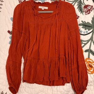LOFT Women's Salmon Peplum Blouse